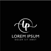 Letter LP Initial handwriting logo with signature and hand drawn style. vector