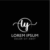 Letter LY Initial handwriting logo with signature and hand drawn style. vector