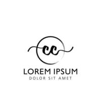 Letter CC Initial handwriting logo with signature and hand drawn style. vector