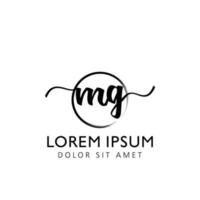 Letter MG Initial handwriting logo with signature and hand drawn style. vector