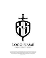 initial XS letter with shield style logo template vector