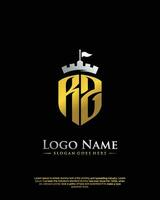 initial RZ letter with shield style logo template vector