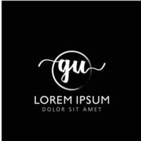 Letter GU Initial handwriting logo with signature and hand drawn style. vector