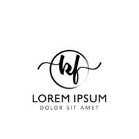 Letter KF Initial handwriting logo with signature and hand drawn style. vector