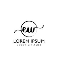 Letter EW Initial handwriting logo with signature and hand drawn style. vector