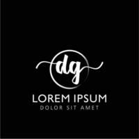 Letter DG Initial handwriting logo with signature and hand drawn style. vector