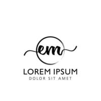 Letter EM Initial handwriting logo with signature and hand drawn style. vector