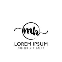 Letter MK Initial handwriting logo with signature and hand drawn style. vector