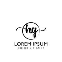 Letter HG Initial handwriting logo with signature and hand drawn style. vector