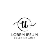 Letter TL Initial handwriting logo with signature and hand drawn style. vector