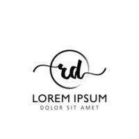 Letter RD Initial handwriting logo with signature and hand drawn style. vector
