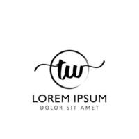 Letter TW Initial handwriting logo with signature and hand drawn style. vector