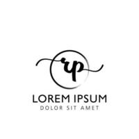 Letter RP Initial handwriting logo with signature and hand drawn style. vector