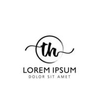 Letter TH Initial handwriting logo with signature and hand drawn style. vector