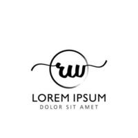 Letter RW Initial handwriting logo with signature and hand drawn style. vector