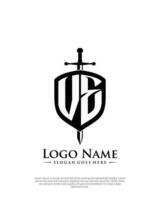 initial VE letter with shield style logo template vector