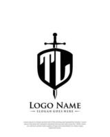 initial TL letter with shield style logo template vector