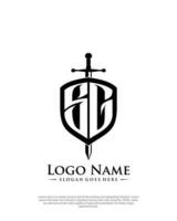 initial SG letter with shield style logo template vector