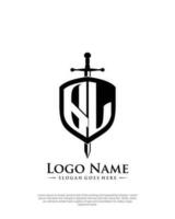 initial QL letter with shield style logo template vector