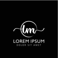 Letter LM Initial handwriting logo with signature and hand drawn style. vector