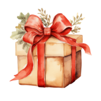 Watercolor gift box isolated. Illustration AI Generative png