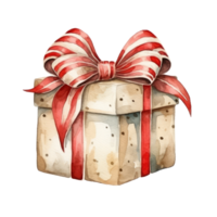 Christmas watercolor gift box. Illustration AI Generative png