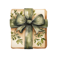 Watercolor gift box isolated. Illustration AI Generative png