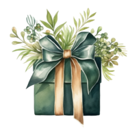 Watercolor gift box isolated. Illustration AI Generative png