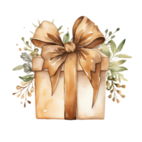 Watercolor gift box isolated. Illustration AI Generative png