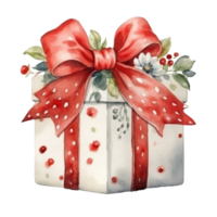 Watercolor gift box isolated. Illustration AI Generative png