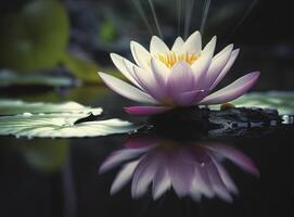 hermosa flor o agua lirio flotante en agua , generativo ai foto