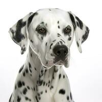 belleza dálmata perro, aislado en blanco fondo, generar ai foto