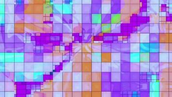 abstrakt Färg mosaik, pussel skärmsläckare bakgrunder med fyrkant former rörelse randig rutnät. geometrisk grafisk rörelse animation. sömlös mönster pussel stil med enkel elegant video