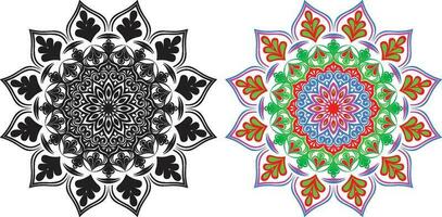 Black and colorful mandala background design vector