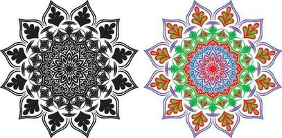 Black and colorful mandala background design vector