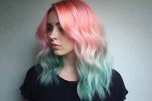 A pink and mint ombre effect photo