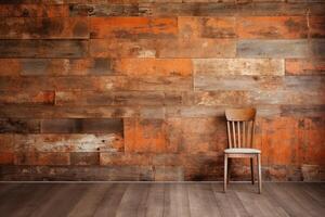 Rustic orange barnboard wall photo