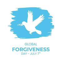 Vector graphic of global forgiveness day with pigeon silhouette flying on grunge background