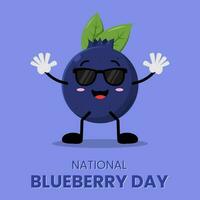 Vector Graphic of National Blueberry Day with cute blueberry mascot cartoon