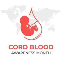 Silhouette of cord blood placenta illustration. Vector illustration for cord blood awareness month in July