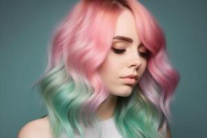 A pink and mint ombre effect photo