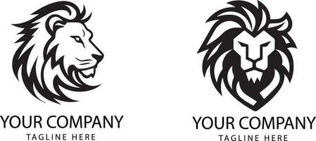 Vector Set of lion face logo isolated on white background