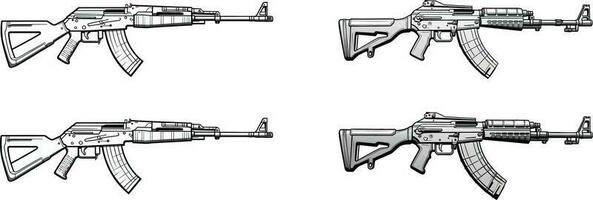 Vector set of weapons  guns isolated on white background