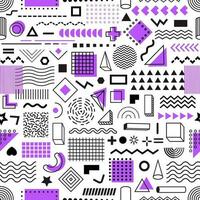 Memphis geometric line shapes seamless pattern vector