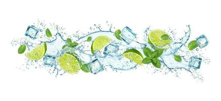 Mojito drink splash with realistic water wave vector