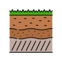 Soil, ground section agriculture color line icon vector