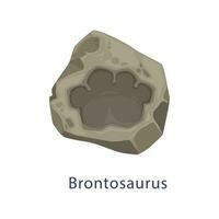 Ancient dinosaur footprint, brontosaurus fossil vector