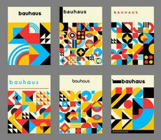 Abstract geometric posters with Bauhaus patterns vector