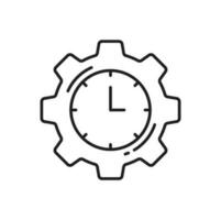 Cogwheel watch icon, time management clock gear vector