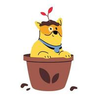 Trendy Dog Pot vector